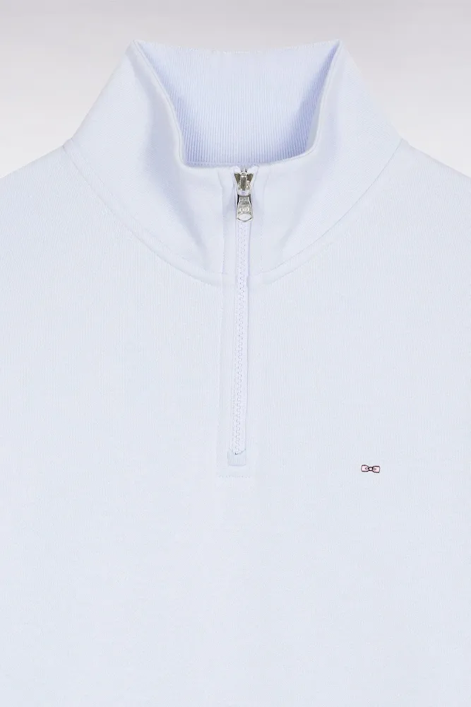 Sweatshirt à col montant zippé en molleton coton ciel – Bild 6