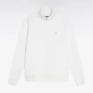 Alternative view of Sweatshirt à col montant zippé en molleton coton blanc