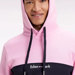 Sweatshirt à capuche bicolore rose coupe droite