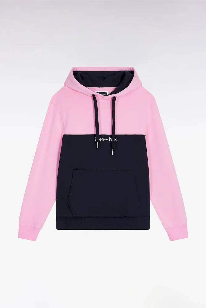 Sweatshirt à Capuche Bicolore Rose Coupe Droite