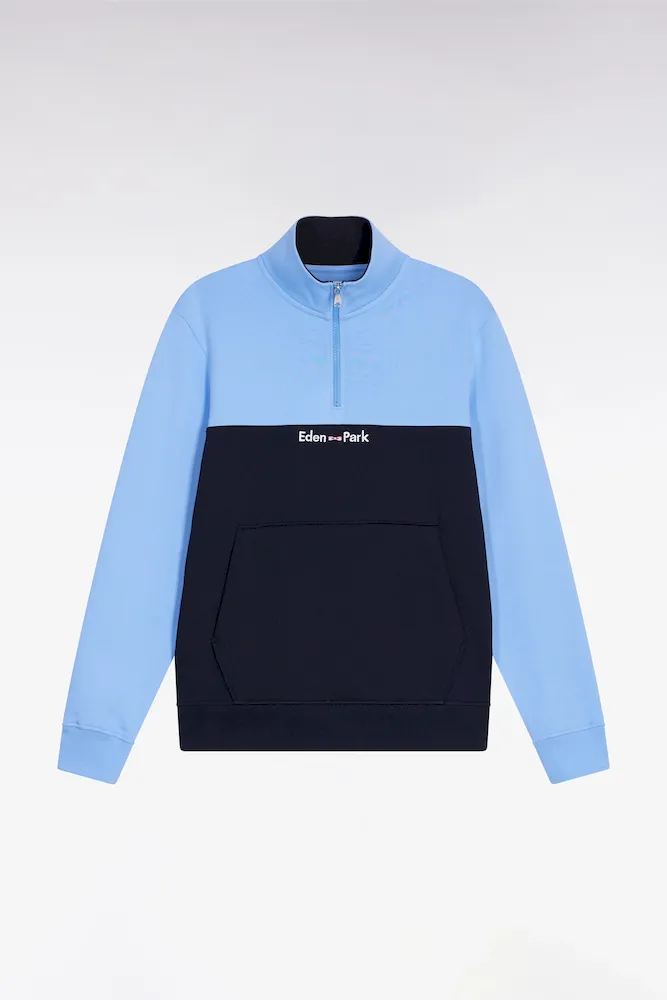 Sweatshirt Col Camionneur En Molleton Bicolore Ciel