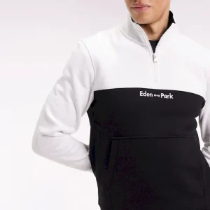 Sweatshirt col camionneur en molleton bicolore blanc