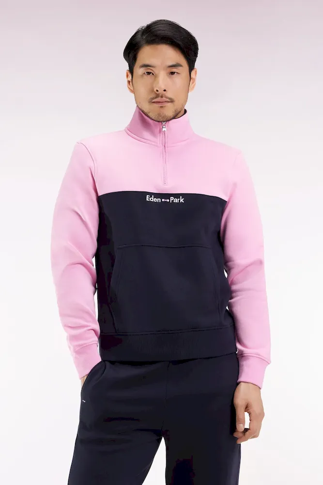 Sweatshirt col camionneur en molleton bicolore rose – Bild 3