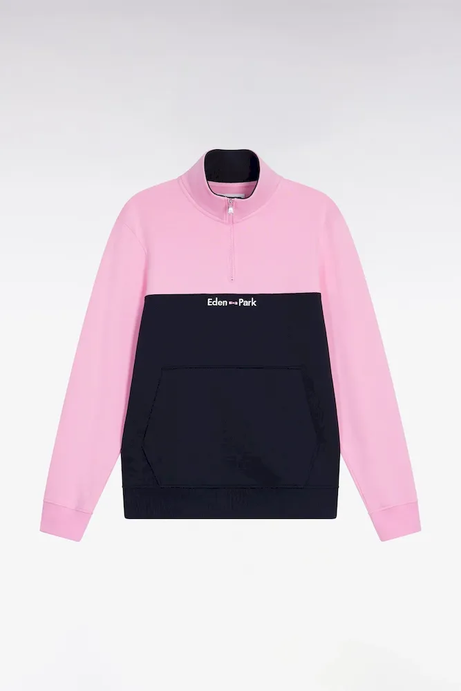 Sweatshirt col camionneur en molleton bicolore rose – Bild 2