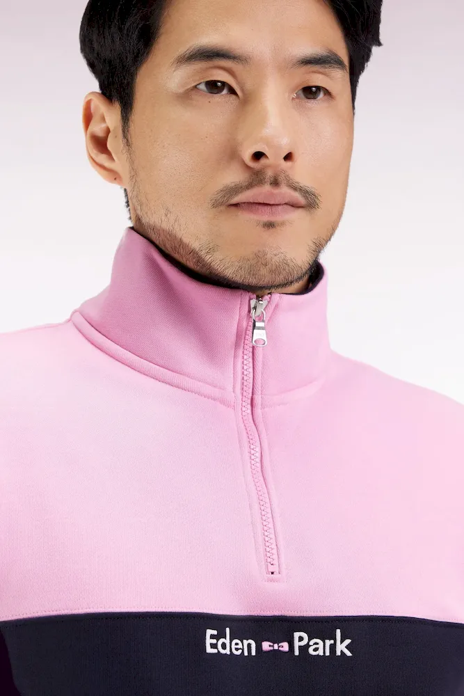 Sweatshirt col camionneur en molleton bicolore rose – Bild 4