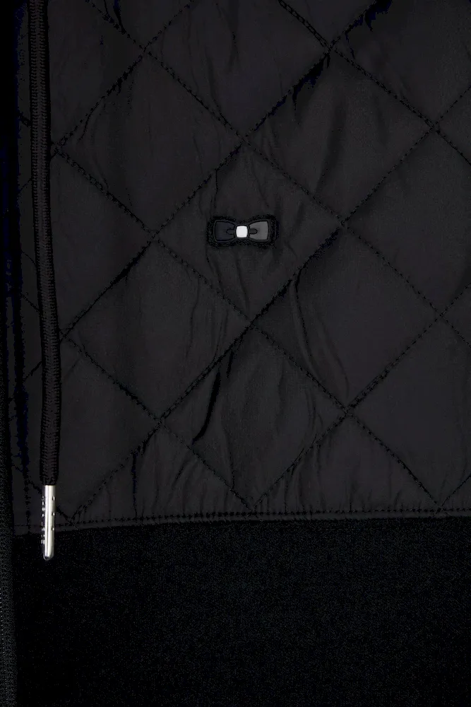 Sweatshirt zippé en interlock bimatière matelassé noir et gris – Bild 6