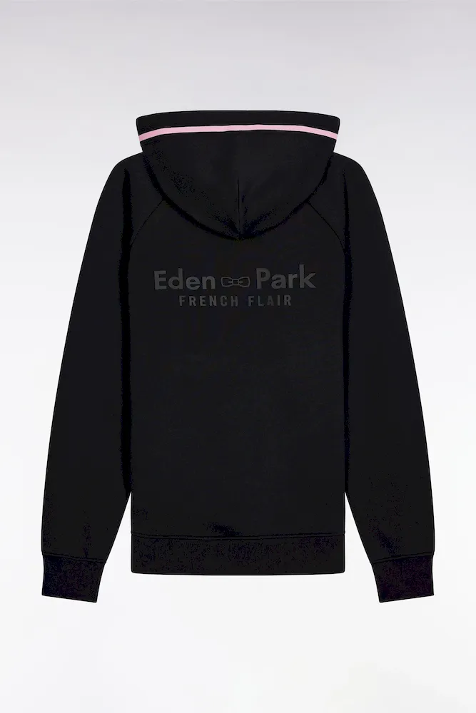 Sweatshirt à Capuche En Molleton Coton Mélangé Noir Coupe Relaxed