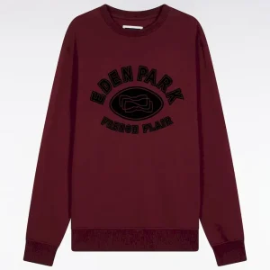 Alternative view of Sweatshirt à col rond en coton mélangé bordeaux coupe Relaxed