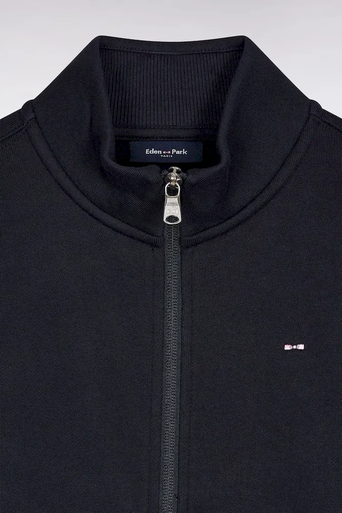 Sweatshirt Zippé Col Montant En Molleton Coton Marine