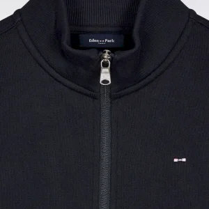 Alternative view of Sweatshirt zippé col montant en molleton coton marine