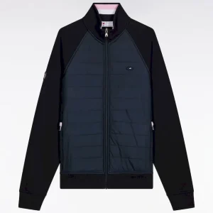 Alternative view of Sweatshirt zippé bimatière marine coupe droite