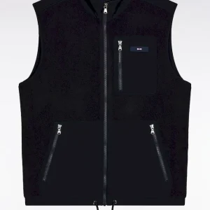 Alternative view of Sweatshirt sans manches zippé à capuche bimatière marine coupe droite