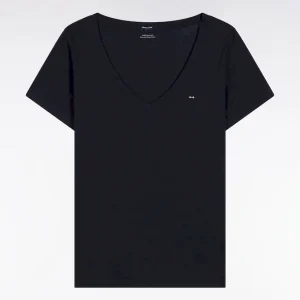 Alternative view of T-shirt à manches courtes en coton Pima marine col V