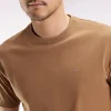 T-shirt manches courtes à col rond en coton Pima camel