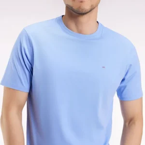 T-shirt manches courtes à col rond en coton Pima ciel