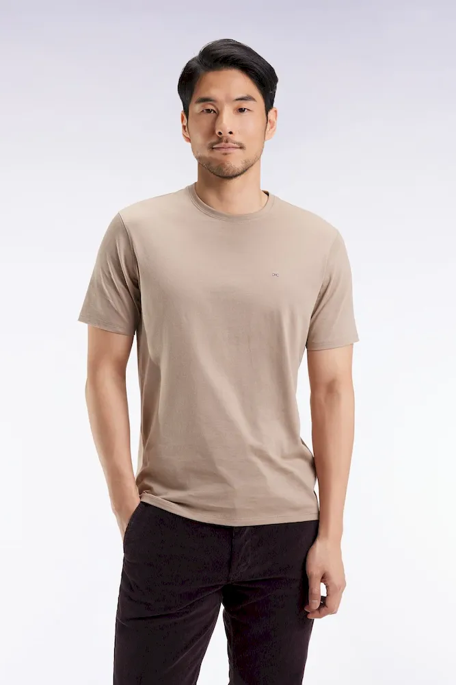 T-shirt manches courtes à col rond en coton Pima beige – Bild 3