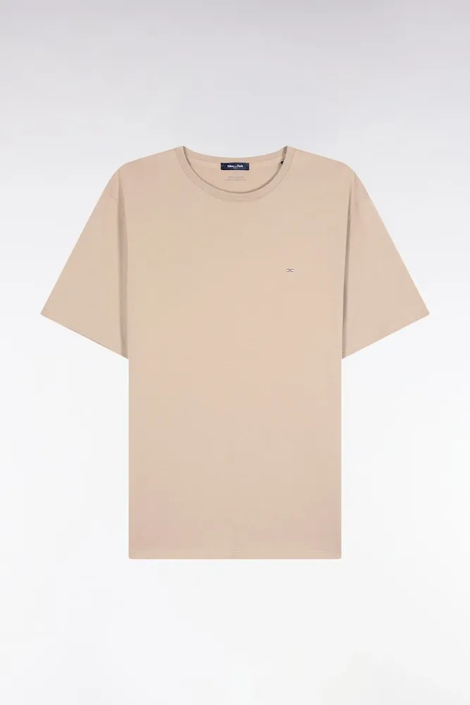 T-shirt Manches Courtes à Col Rond En Coton Pima Beige