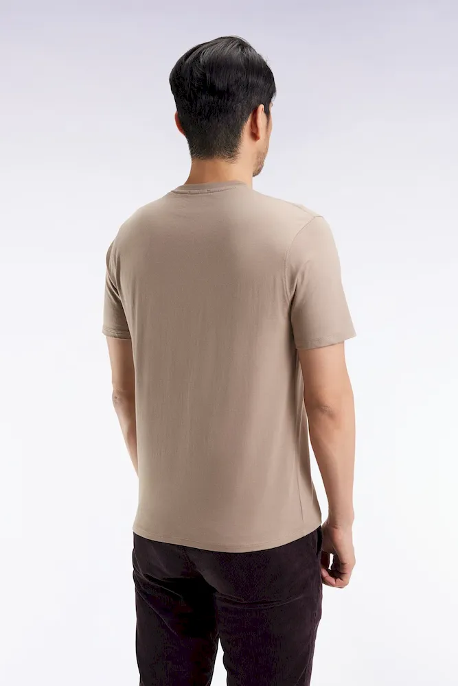 T-shirt manches courtes à col rond en coton Pima beige – Bild 5