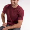 T-shirt manches courtes à col rond en coton Pima bordeaux
