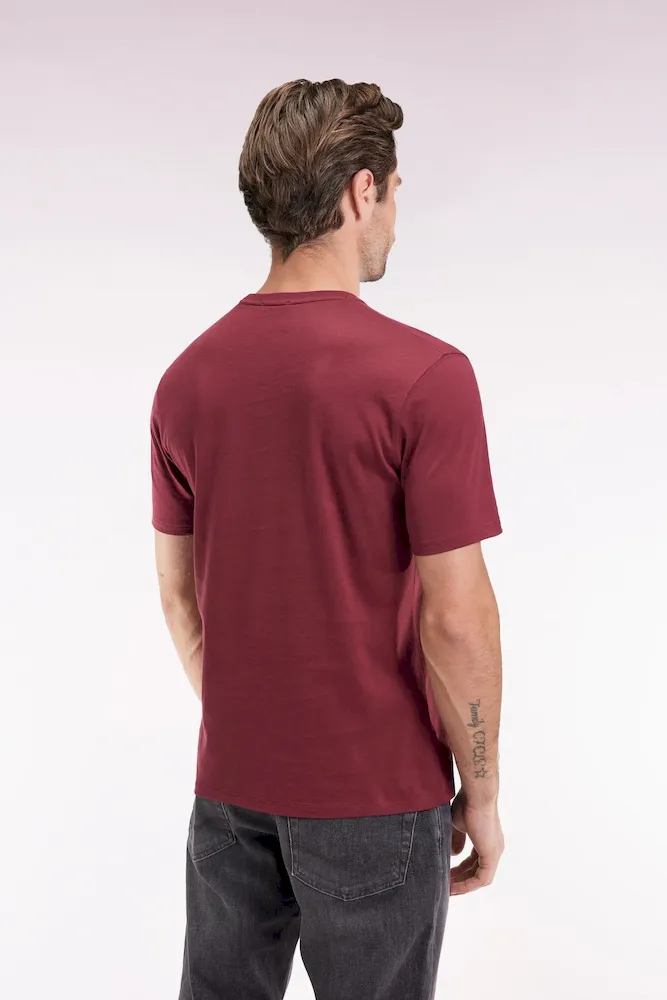 T-shirt manches courtes à col rond en coton Pima bordeaux – Bild 5
