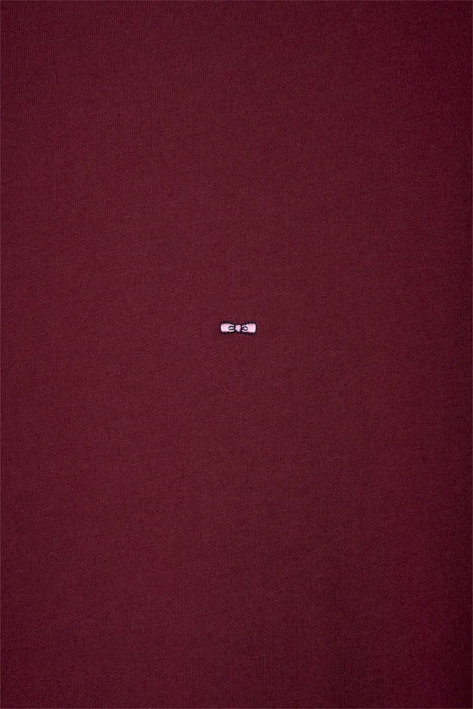T-shirt manches courtes à col rond en coton Pima bordeaux – Bild 6
