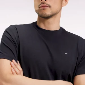 T-shirt à manches courtes broderie dos en coton Pima noir