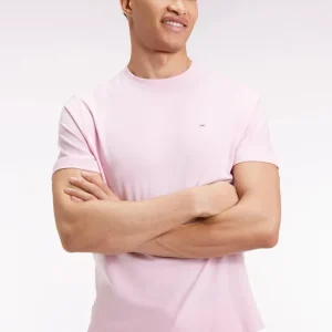 T-shirt à manches courtes broderie dos en coton Pima rose