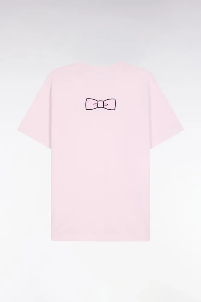 T-shirt à Manches Courtes Broderie Dos En Coton Pima Rose