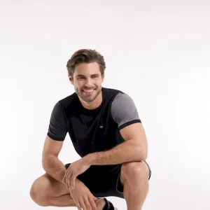 T-shirt à manches courtes contrastées en coton noir