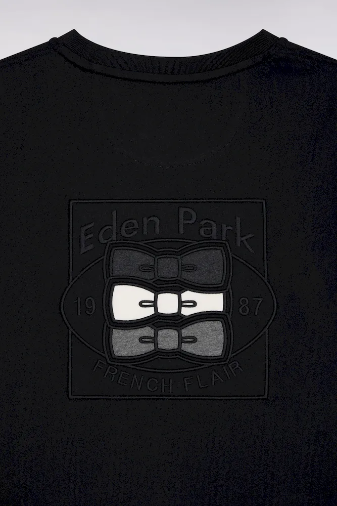 T-shirt à manches courtes contrastées en coton noir – Bild 6