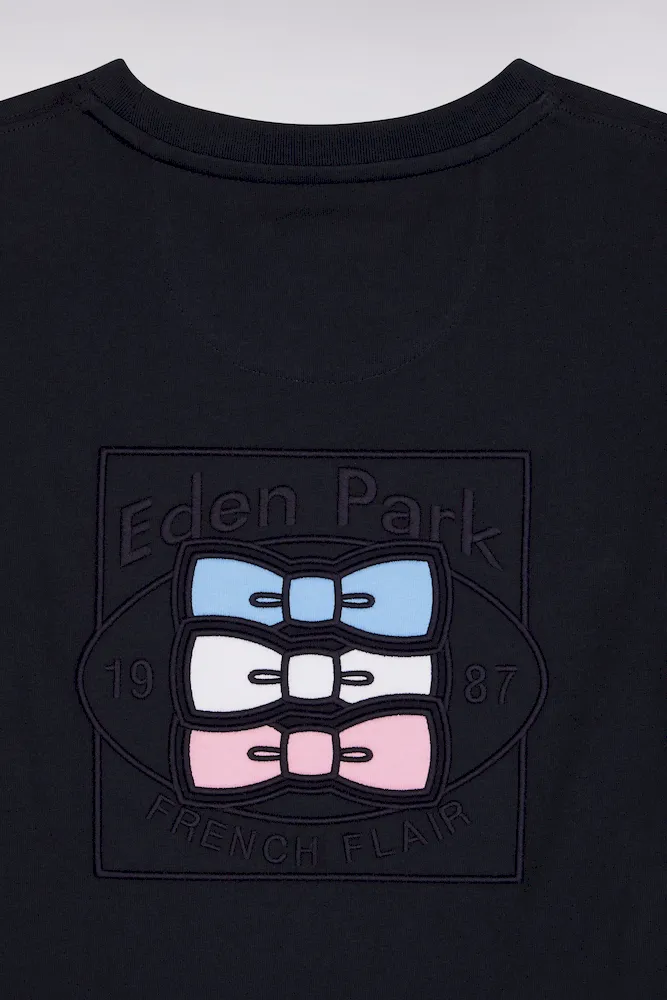 T-shirt à manches courtes contrastées en coton marine – Bild 6