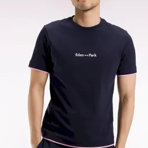 T-shirt à manches courtes broderie Eden Park en coton marine