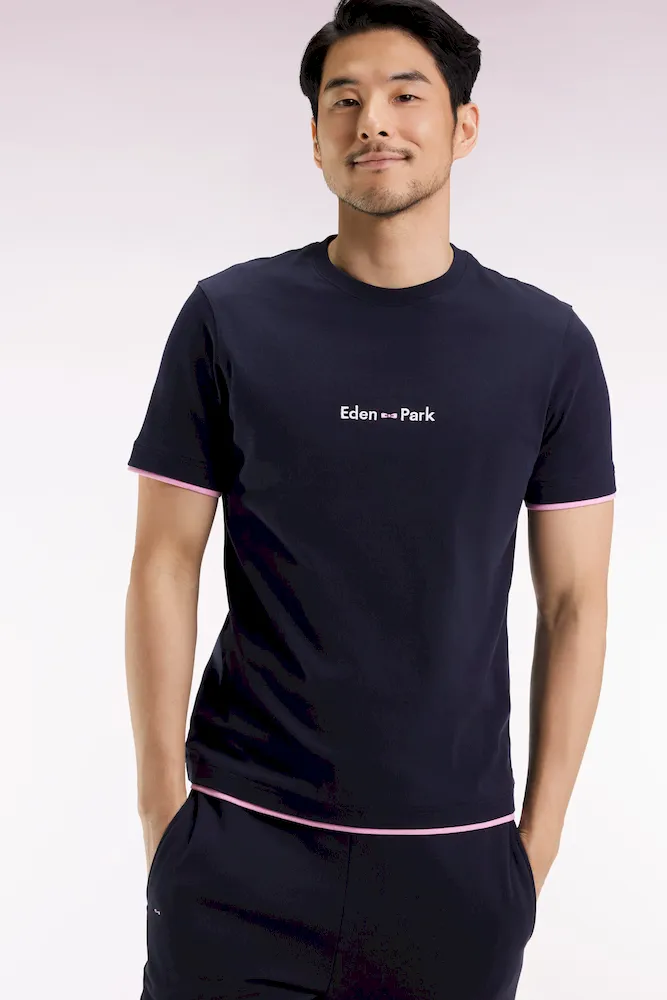 T-shirt à manches courtes broderie Eden Park en coton marine