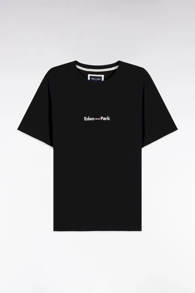 T-shirt à Manches Courtes Broderie Eden Park En Coton Noir