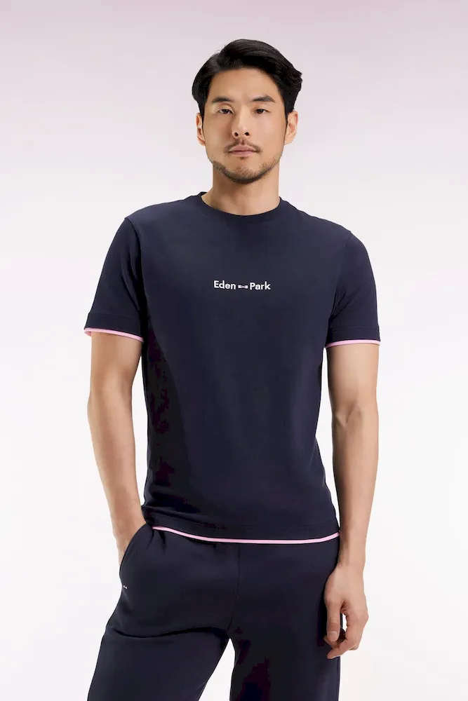 T-shirt à manches courtes broderie Eden Park en coton marine – Bild 3