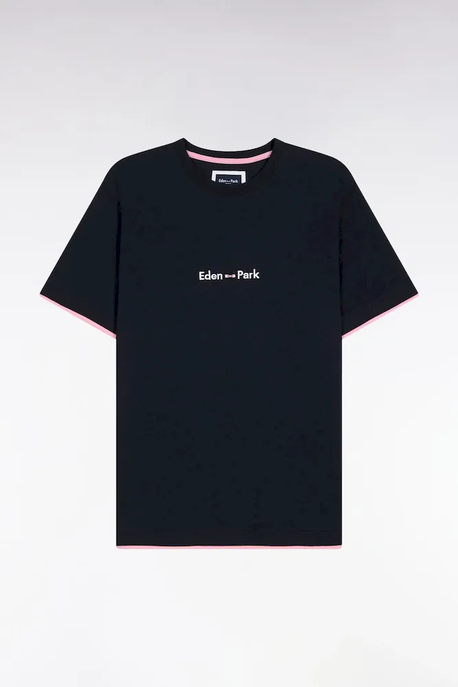 T-shirt à Manches Courtes Broderie Eden Park En Coton Marine