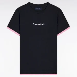 T-shirt en coton marine à manches courtes broderie Eden Park