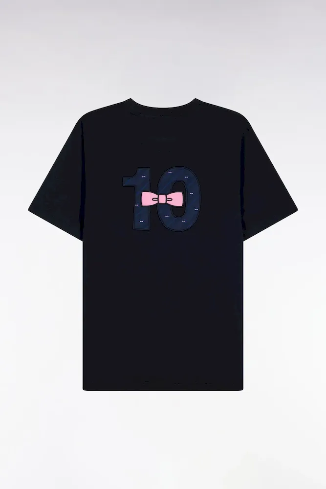 T-shirt à Manches Courtes Dos Brodé En Coton Marine