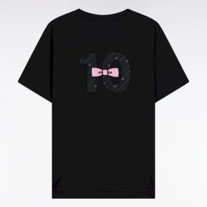 Alternative view of T-shirt à manches courtes dos brodé en coton noir