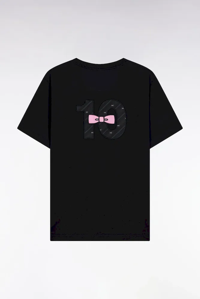 T-shirt à Manches Courtes Dos Brodé En Coton Noir