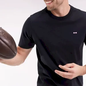 T-shirt à manches courtes dos brodé en coton noir