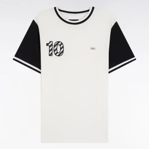 Alternative view of T-shirt bicolore à manches courtes en coton blanc broderie 10