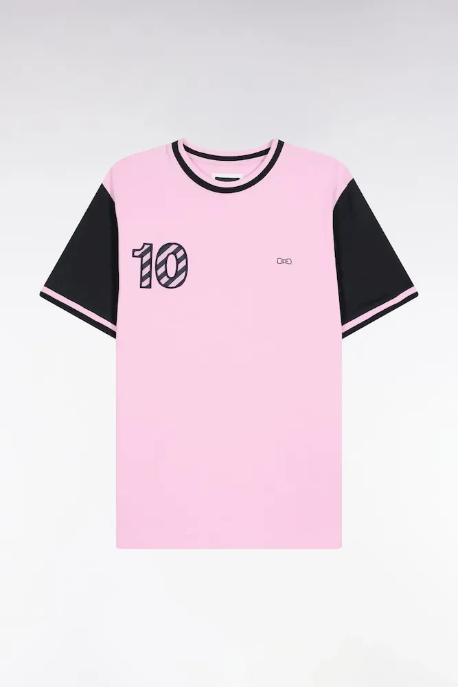 T-shirt Bicolore à Manches Courtes En Coton Marine Broderie 10