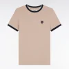 T-shirt à manches courtes en coton stretch camel coupe ajustée