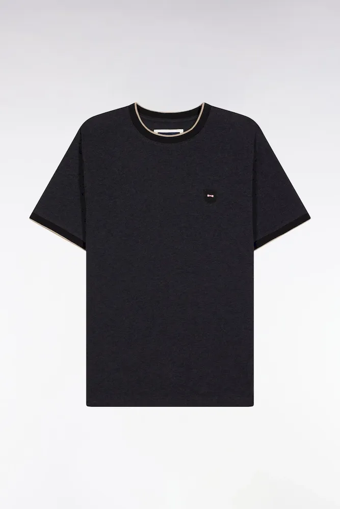 T-shirt à Manches Courtes En Coton Stretch Gris Anthracite Coupe Ajustée