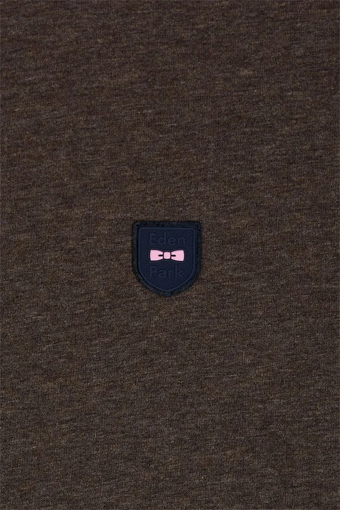 T-shirt à manches courtes en coton stretch marron coupe ajustée – Bild 5