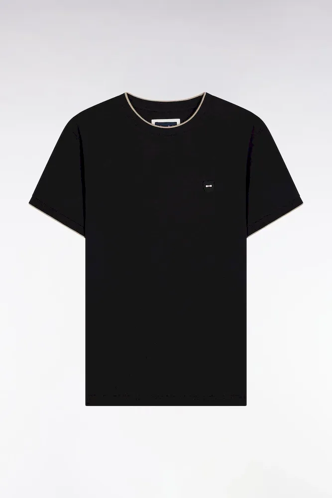 T-shirt à Manches Courtes En Coton Stretch Noir Coupe Ajustée