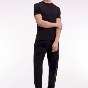 T-shirt à manches courtes en coton stretch noir coupe ajustée