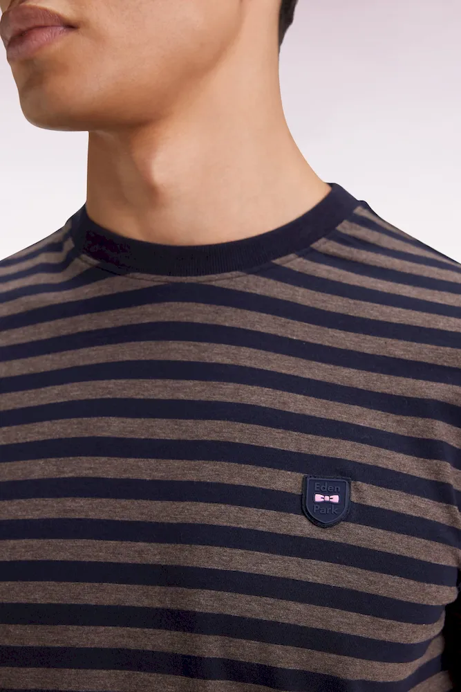 T-shirt à manches courtes en jersey de coton rayé marine – Bild 4