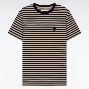 Alternative view of T-shirt à manches courtes en jersey de coton rayé marine et marron